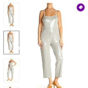 Anthropologie Ett-twa Claudette sequin silver/gray jumpsuit Size 8
